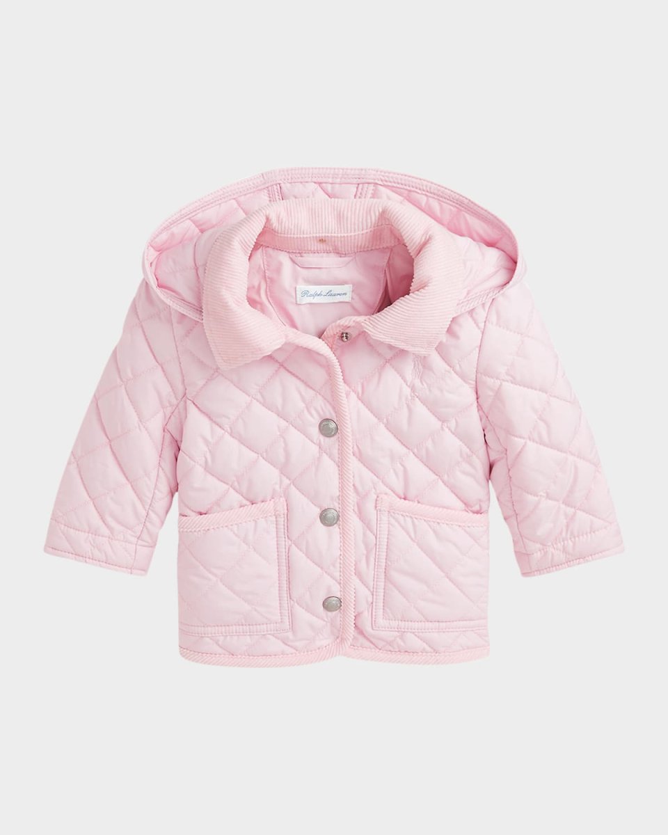 Girl's Audrey Quilted Collared Jacket, Size 9M-